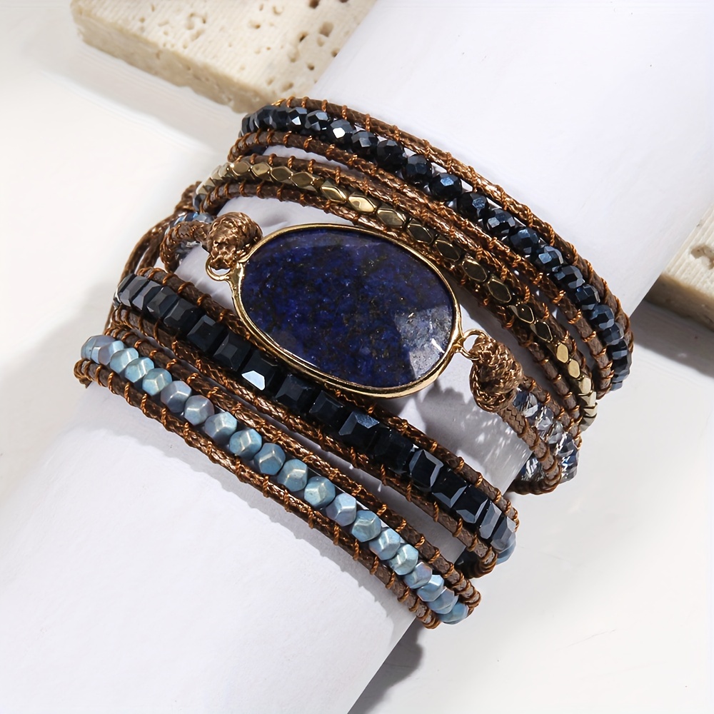 Bohemian Style Stone Beaded Bracelet Adjustable Wrap